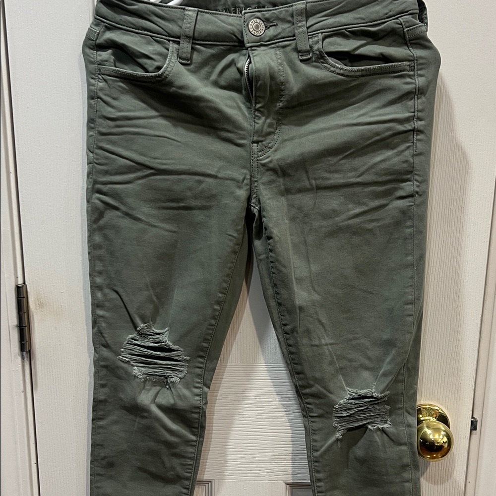 Stylish Distressed Sage leggings